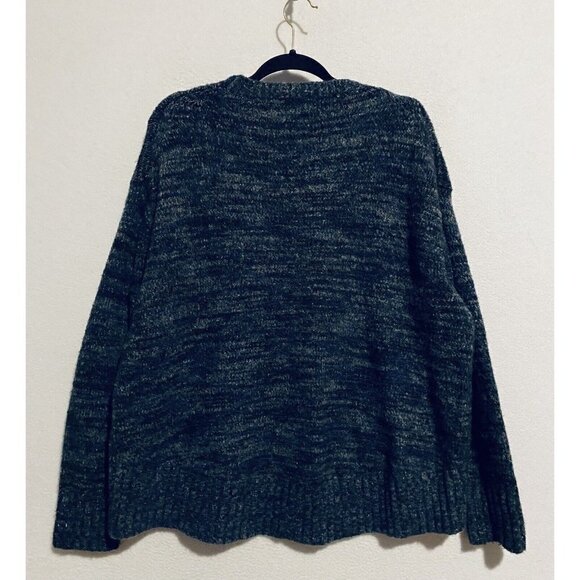 Zara Knit Sweater Womens Medium Marled Blue Knit Oversized Grandpa Boyfriend - Picture 4 of 6